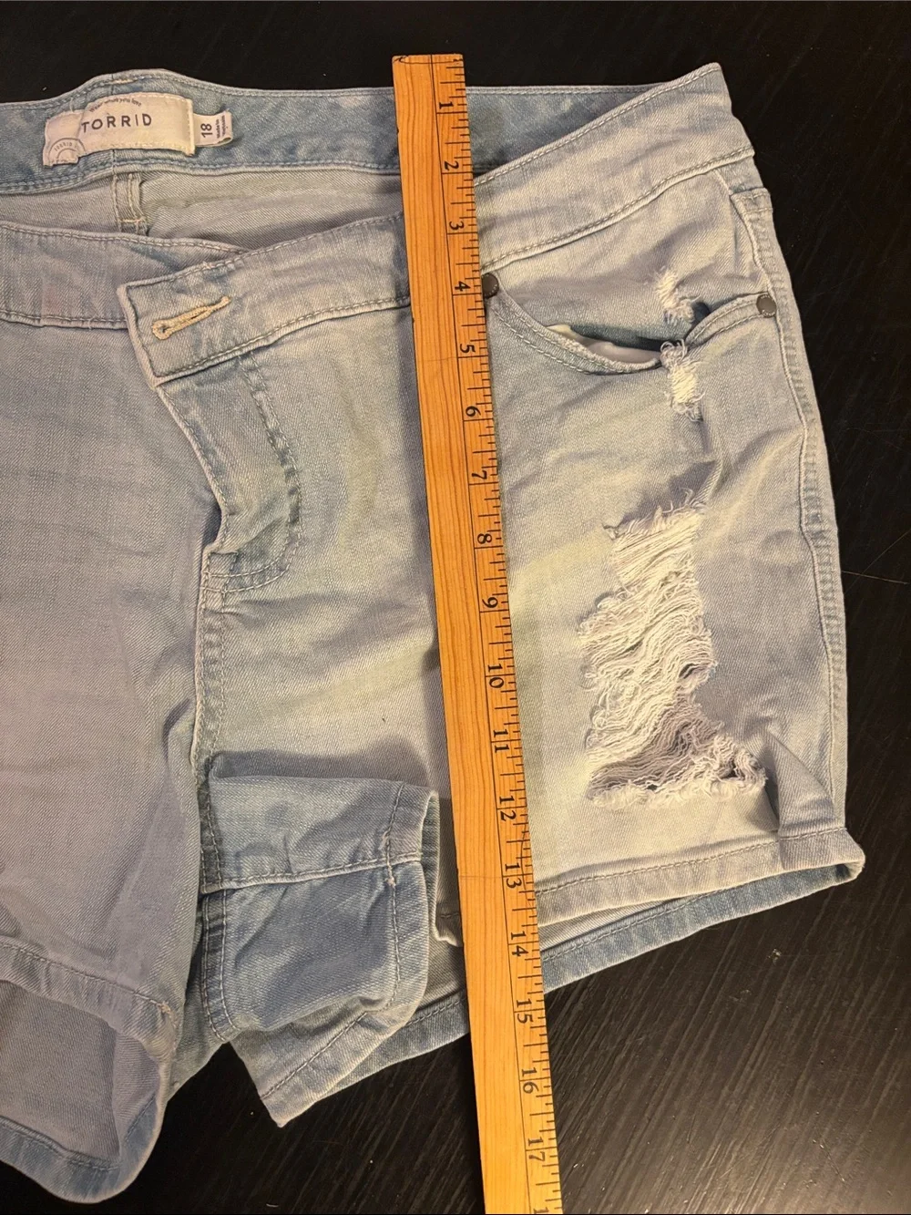 torrid Light Blue Distressed Denim Shorts